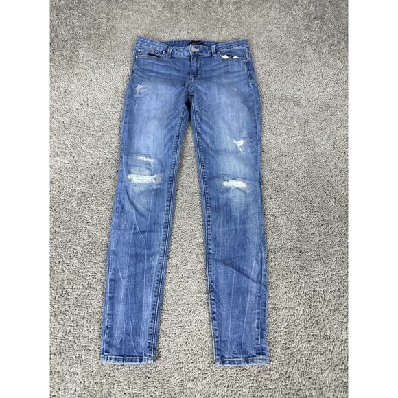 White House Black Market Denim - White House Black Market Jeans Womens 6 Blue Mid Rise Skinny Leg Distressed